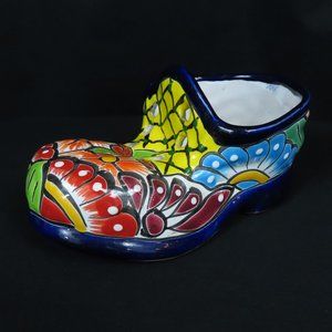 Colorful Mexican Pottery Talavera Look Shoe Planter